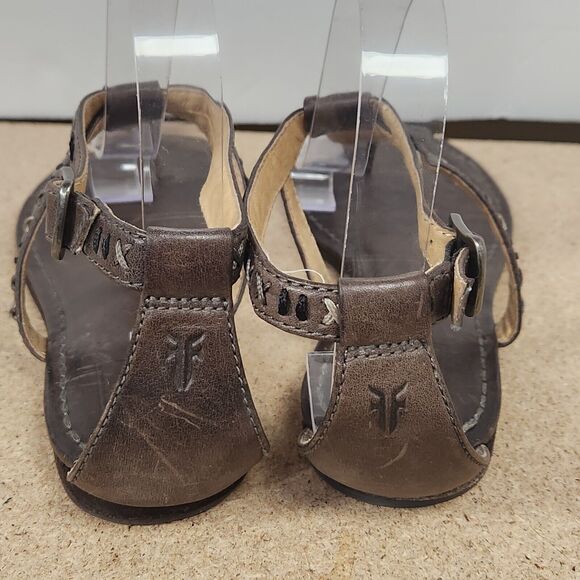 Frye Brown Leather Beaded T Thong Sandals Flats Boho Size Cross stitch - Picture 7 of 16